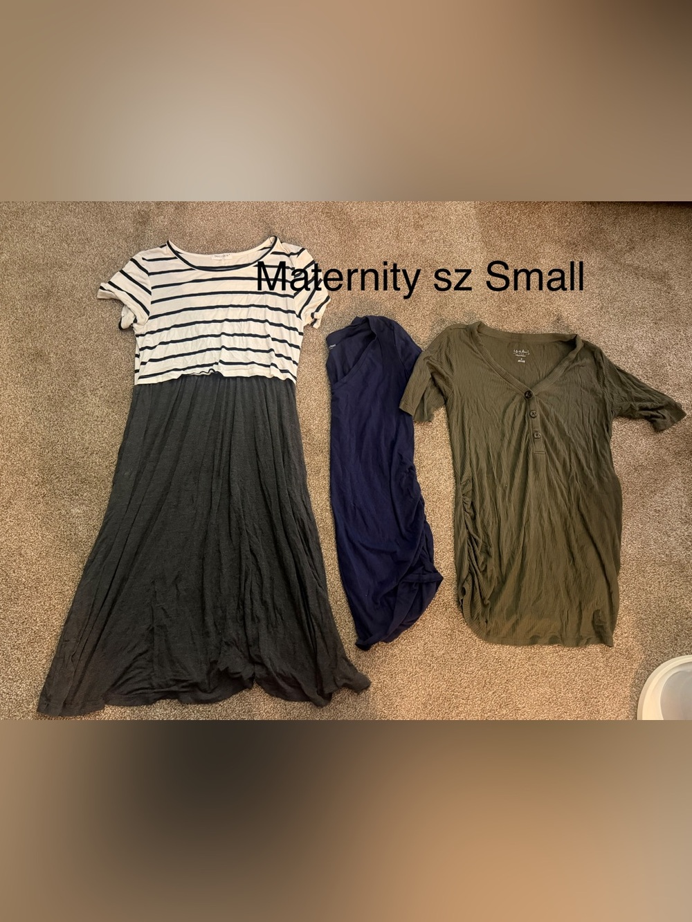 Striped Black & White Maternity Dress and two shirts all sz small